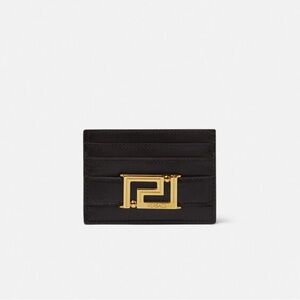 Versace Black Card Holder with Gold Logo